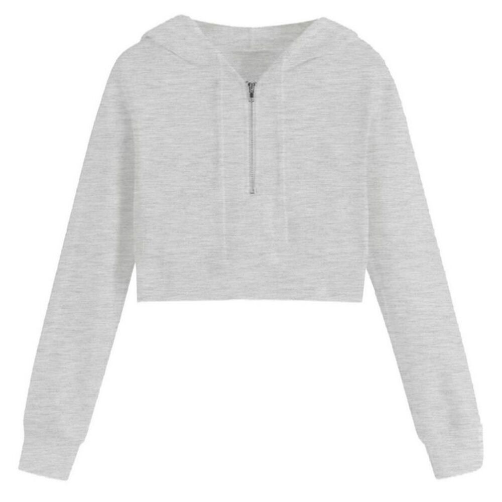 Miso Womens/Ladies Plain Crop Hoodie / Gray